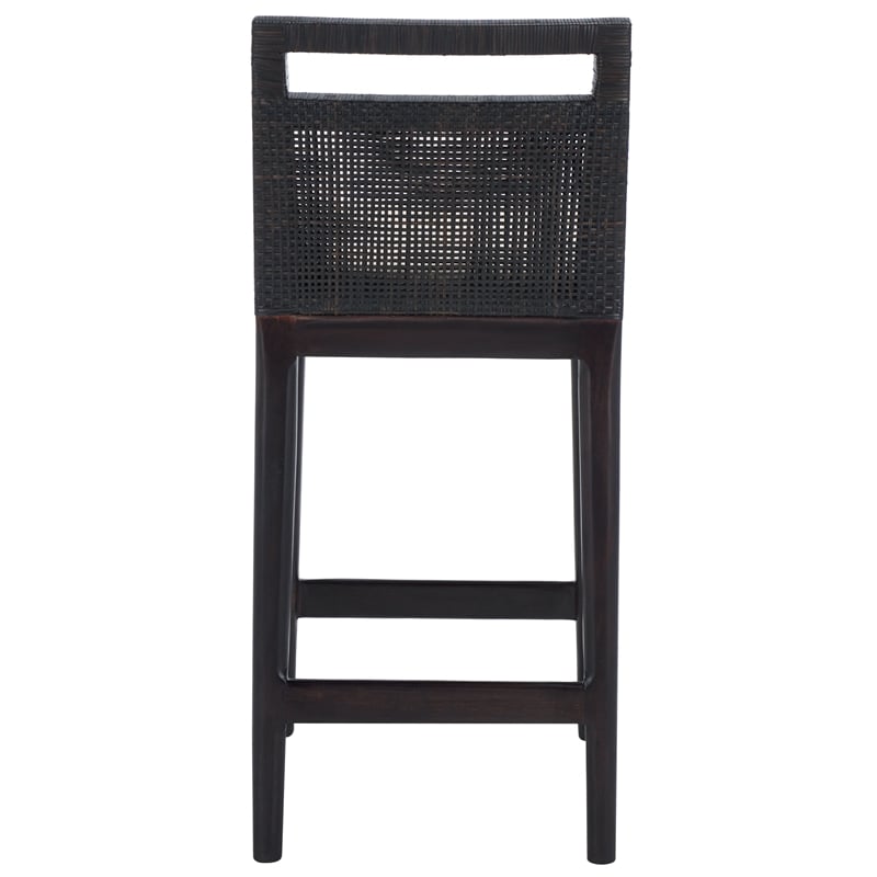 Safavieh Darin Solid Wood and Cotton Counter Stool in Brown / White
