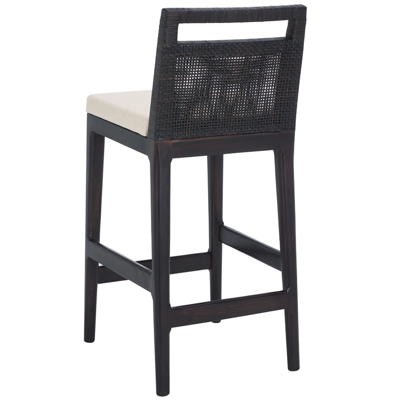 Safavieh Darin Solid Wood and Cotton Counter Stool in Brown / White