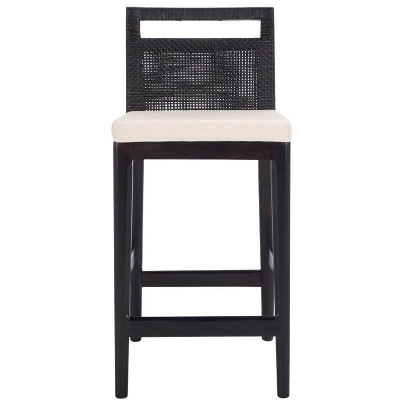 Safavieh Darin Solid Wood and Cotton Counter Stool in Brown / White