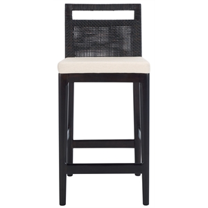 Safavieh Darin Solid Wood and Cotton Counter Stool in Brown / White