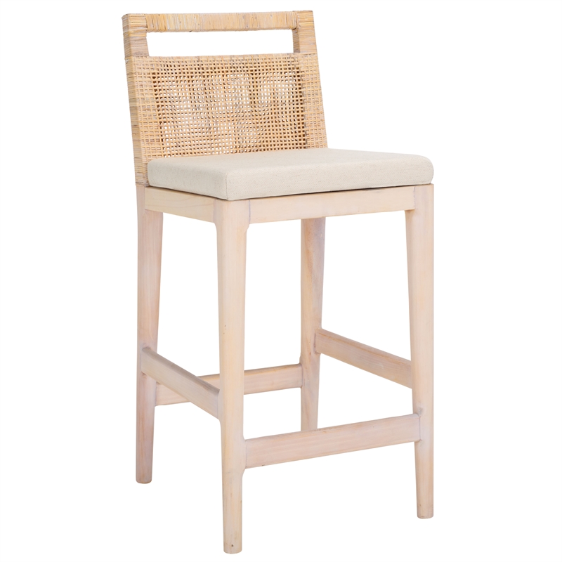 Safavieh Darin  Solid Wood and Cotton  Counter Stool in Natural / White