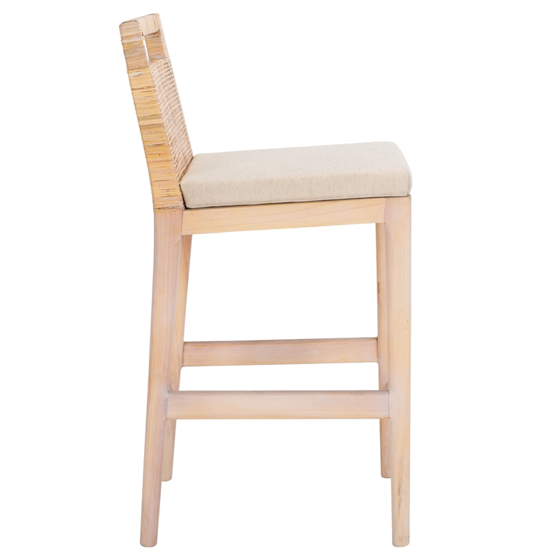 Safavieh Darin  Solid Wood and Cotton  Counter Stool in Natural / White