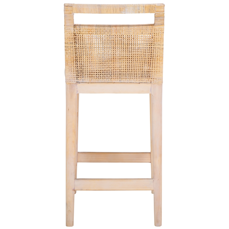 Safavieh Darin  Solid Wood and Cotton  Counter Stool in Natural / White