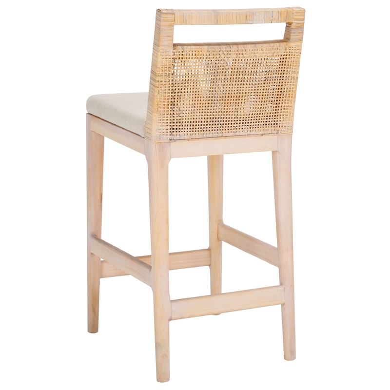 Safavieh Darin  Solid Wood and Cotton  Counter Stool in Natural / White