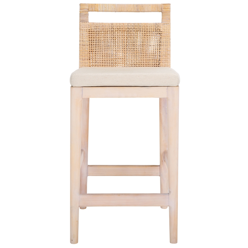 Safavieh Darin  Solid Wood and Cotton  Counter Stool in Natural / White