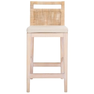 Safavieh Darin  Solid Wood and Cotton  Counter Stool in Natural / White