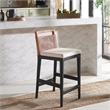 Safavieh Darin  Solid Wood and Cotton Counter Stool in Brown / White