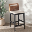 Safavieh Darin  Solid Wood and Cotton Counter Stool in Brown / White