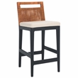 Safavieh Darin  Solid Wood and Cotton Counter Stool in Brown / White