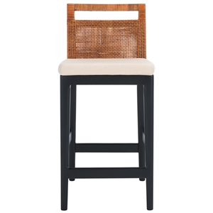 Safavieh Darin  Solid Wood and Cotton Counter Stool in Brown / White