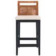 Safavieh Darin  Solid Wood and Cotton Counter Stool in Brown / White
