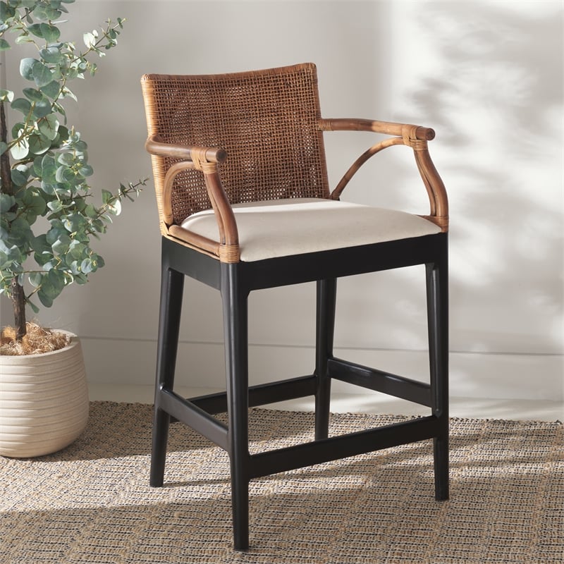 Safavieh Gianni Mahogany and Iron Counter Stool in Brown / White