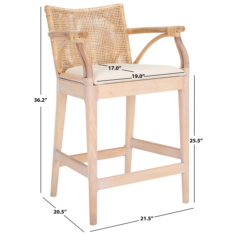 Safavieh Gianni Pine and Iron Counter Stool in Natural / White