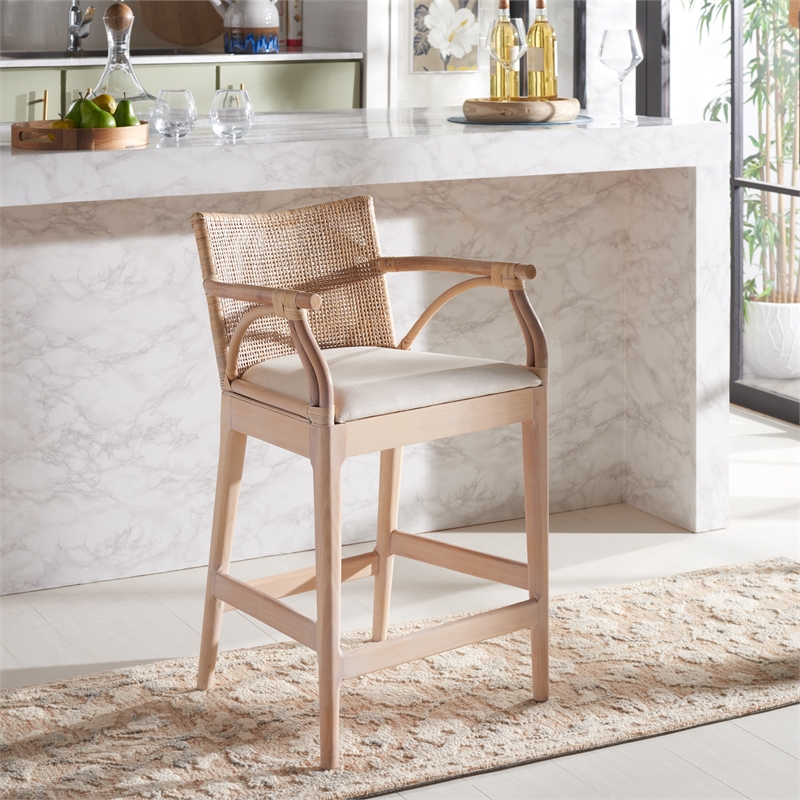 Safavieh Gianni Pine and Iron Counter Stool in Natural / White