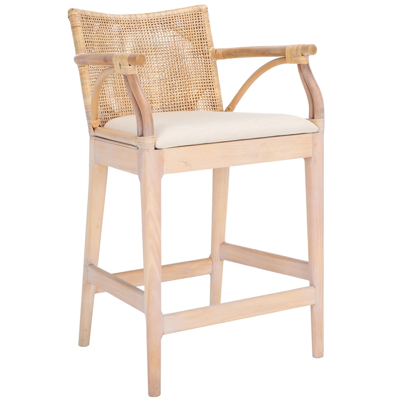 Safavieh Gianni Pine and Iron Counter Stool in Natural / White