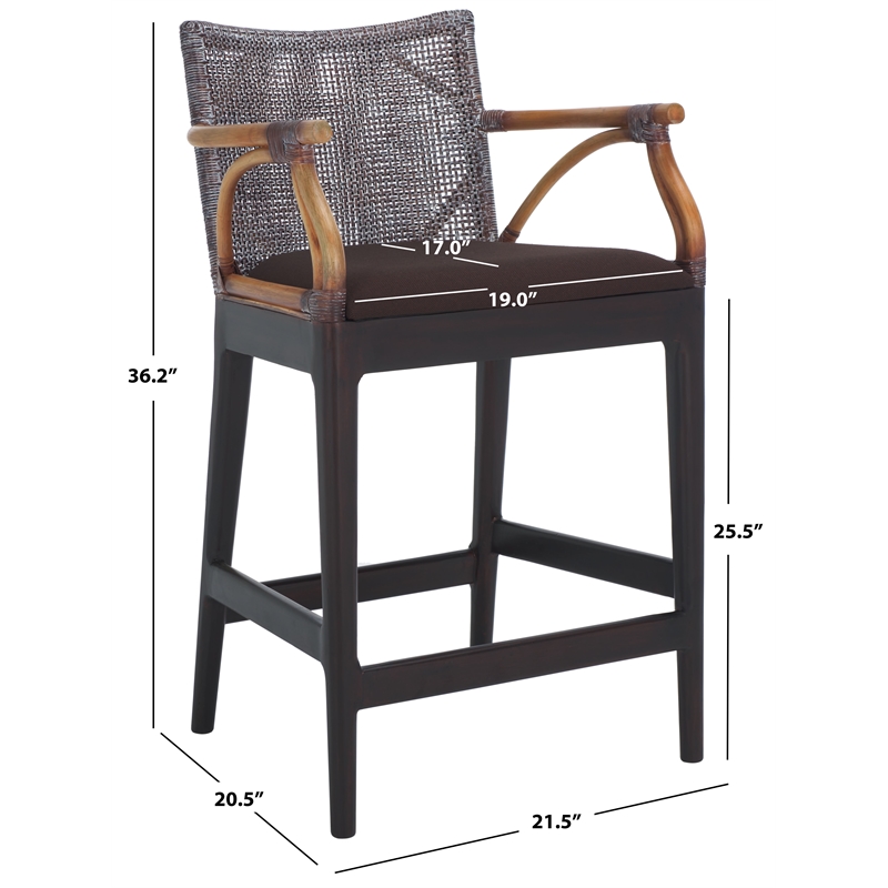 Safavieh Gianni Mahogany and Iron Counter Stool in Brown / Brown