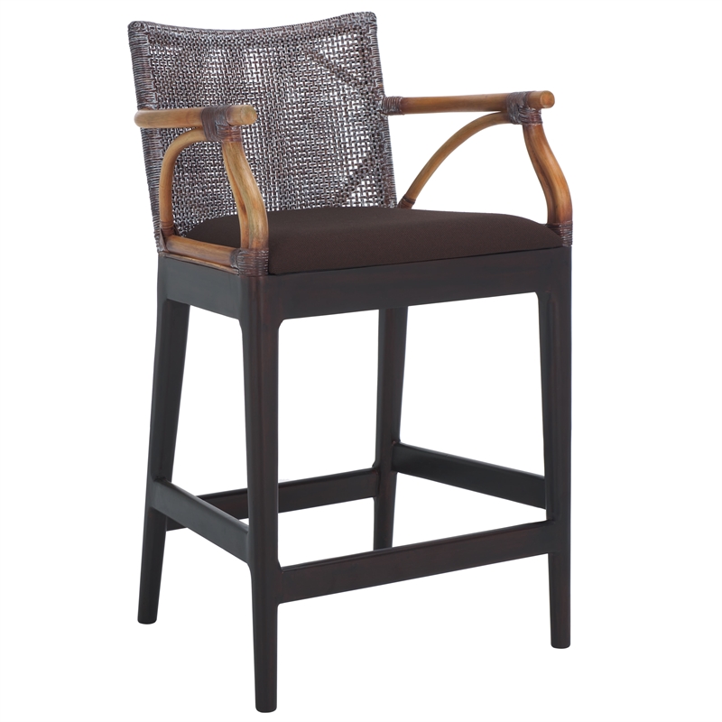 Safavieh Gianni Mahogany and Iron Counter Stool in Brown / Brown