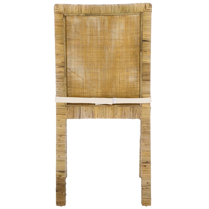 Safavieh Tojo Cane Wood and Rattan Dining Chair in White / Gray