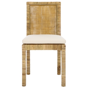 Safavieh Tojo Cane Wood and Rattan Dining Chair in White / Gray
