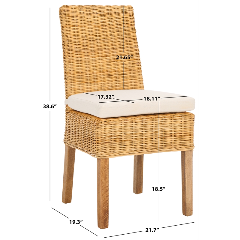 Safavieh Sanibel Wood and Rattan Side Chair in White / Natural