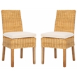 Safavieh Sanibel Wood and Rattan Side Chair in White / Natural