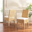 Safavieh Sanibel Wood and Rattan Side Chair in White / Natural
