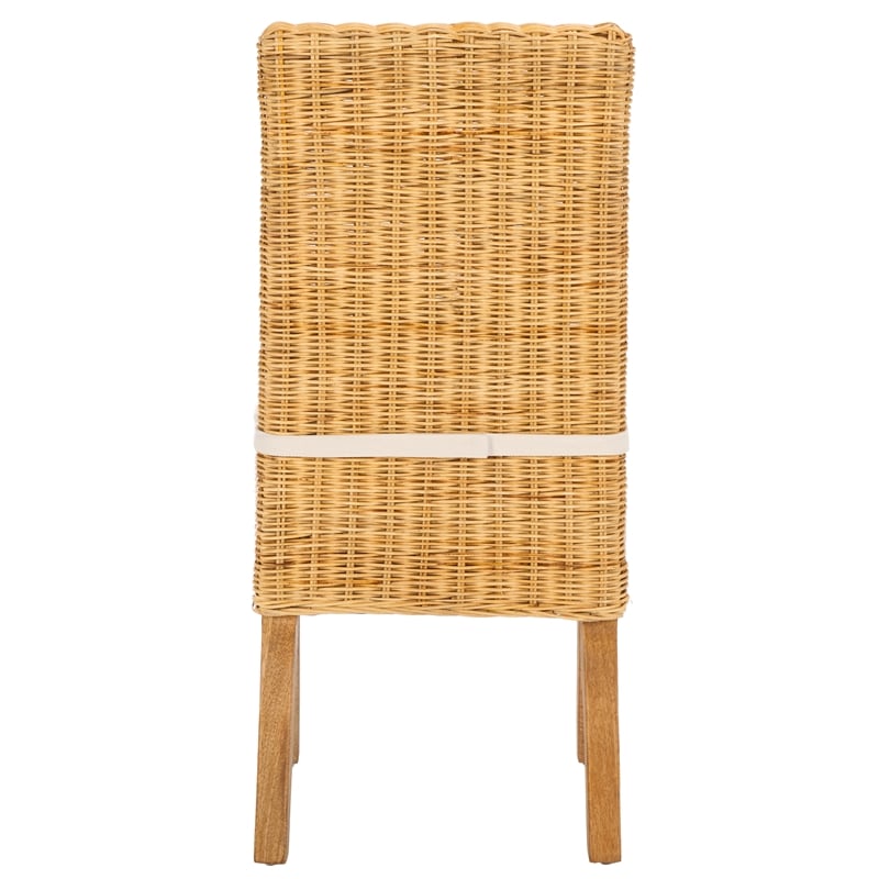 Safavieh Sanibel Wood and Rattan Side Chair in White / Natural