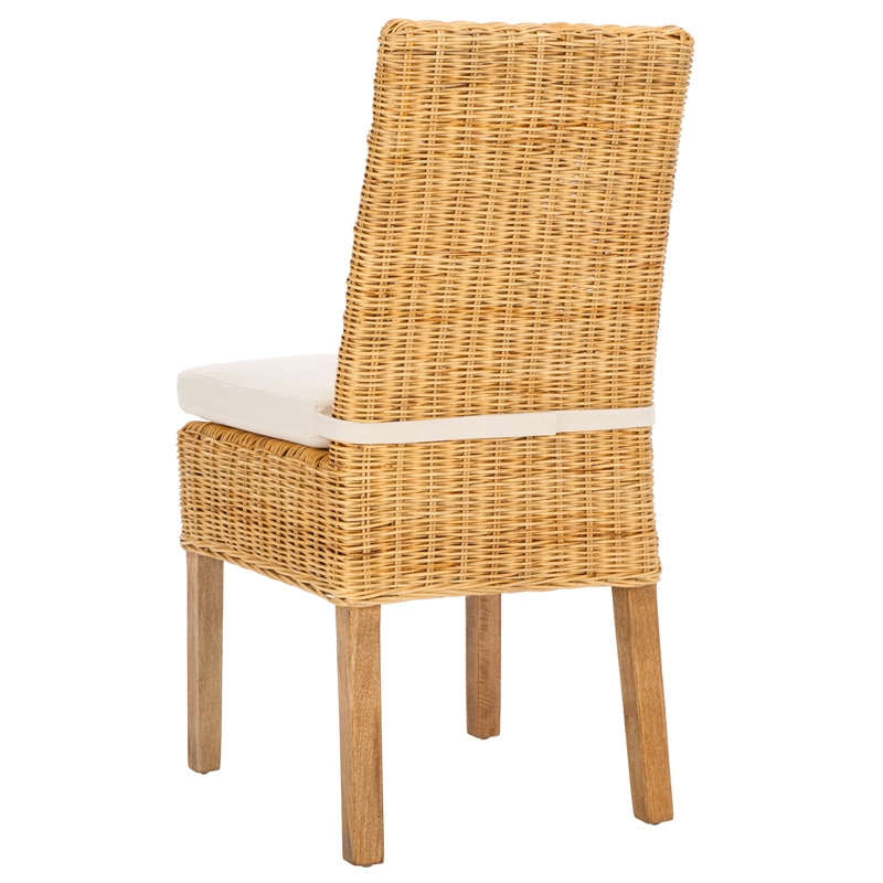 Safavieh Sanibel Wood and Rattan Side Chair in White / Natural