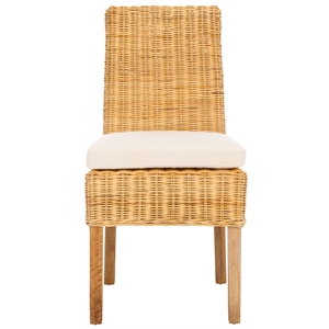Safavieh Sanibel Wood and Rattan Side Chair in White / Natural