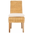 Safavieh Sanibel Wood and Rattan Side Chair in White / Natural