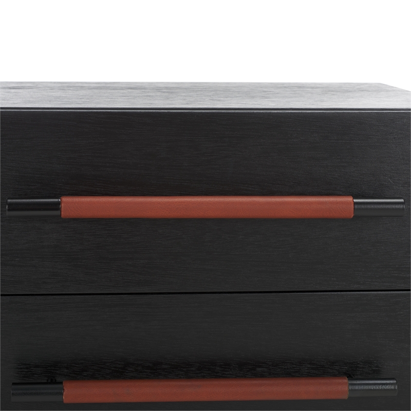 Safavieh Tiona Wood and Steel Nightstand in Black / Brown