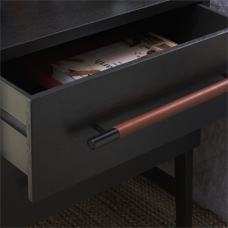 Safavieh Tiona Wood and Steel Nightstand in Black / Brown