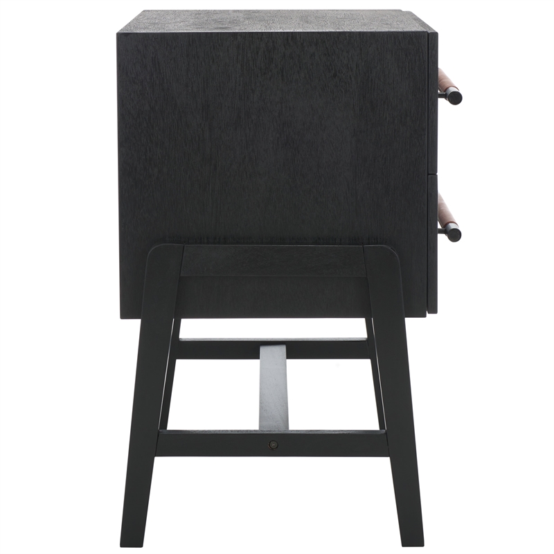 Safavieh Tiona Wood and Steel Nightstand in Black / Brown