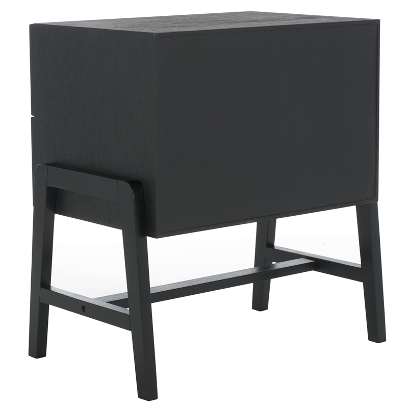 Safavieh Tiona Wood and Steel Nightstand in Black / Brown