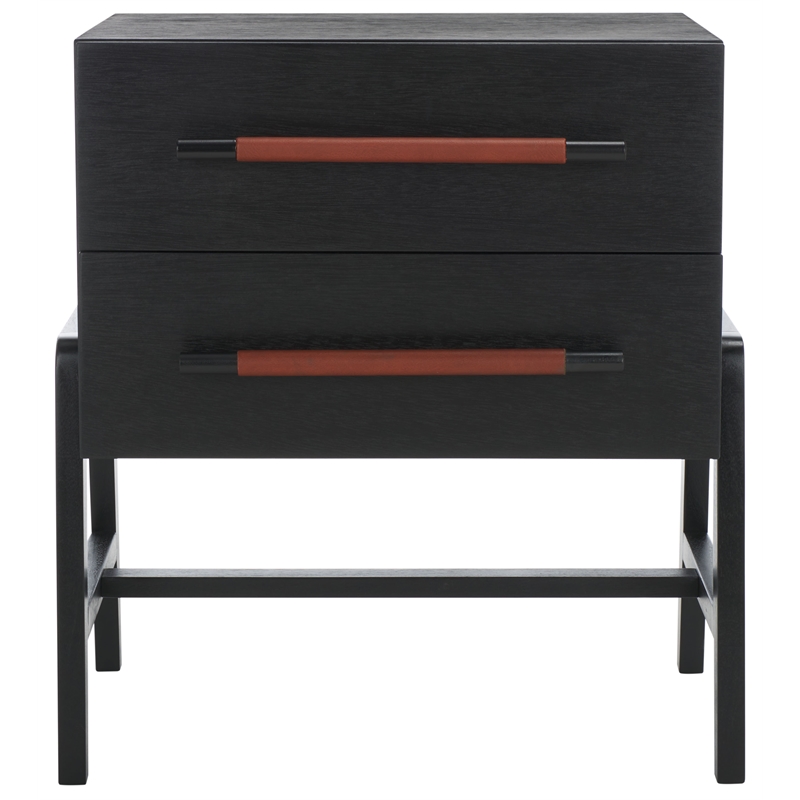 Safavieh Tiona Wood and Steel Nightstand in Black / Brown