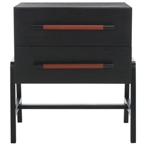 Safavieh Tiona Wood and Steel Nightstand in Black / Brown