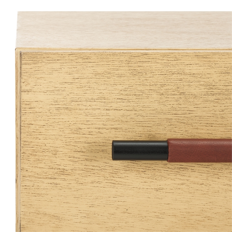 Safavieh Tiona Wood and Steel  Nightstand in Natural / Brown