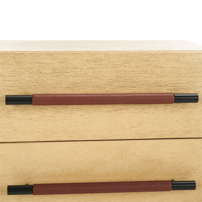 Safavieh Tiona Wood and Steel  Nightstand in Natural / Brown