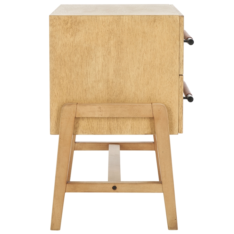 Safavieh Tiona Wood and Steel  Nightstand in Natural / Brown