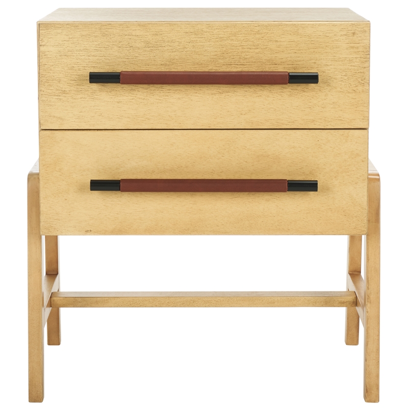 Safavieh Tiona Wood and Steel  Nightstand in Natural / Brown