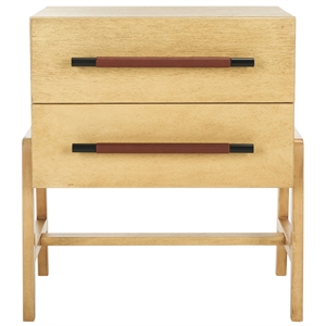 Safavieh Tiona Wood and Steel  Nightstand in Natural / Brown