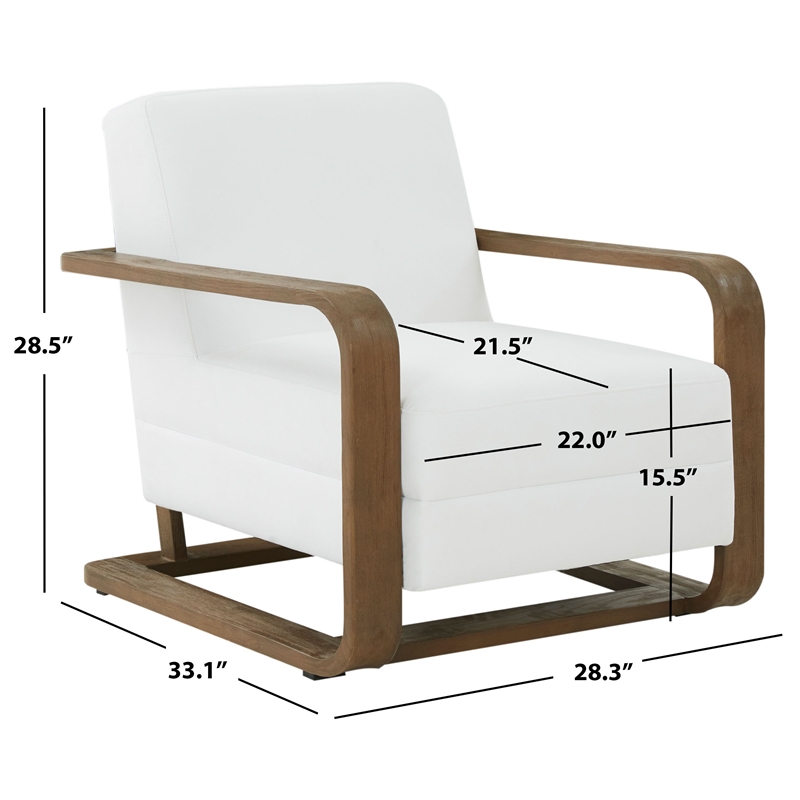 Safavieh Jayshaw Wood  Accent Chair in White / Brown