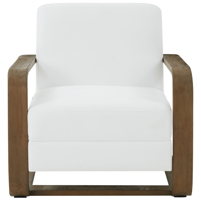 Safavieh Jayshaw Wood  Accent Chair in White / Brown