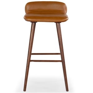 safavieh tazmyn wood and leather  barstool in brown / walnut