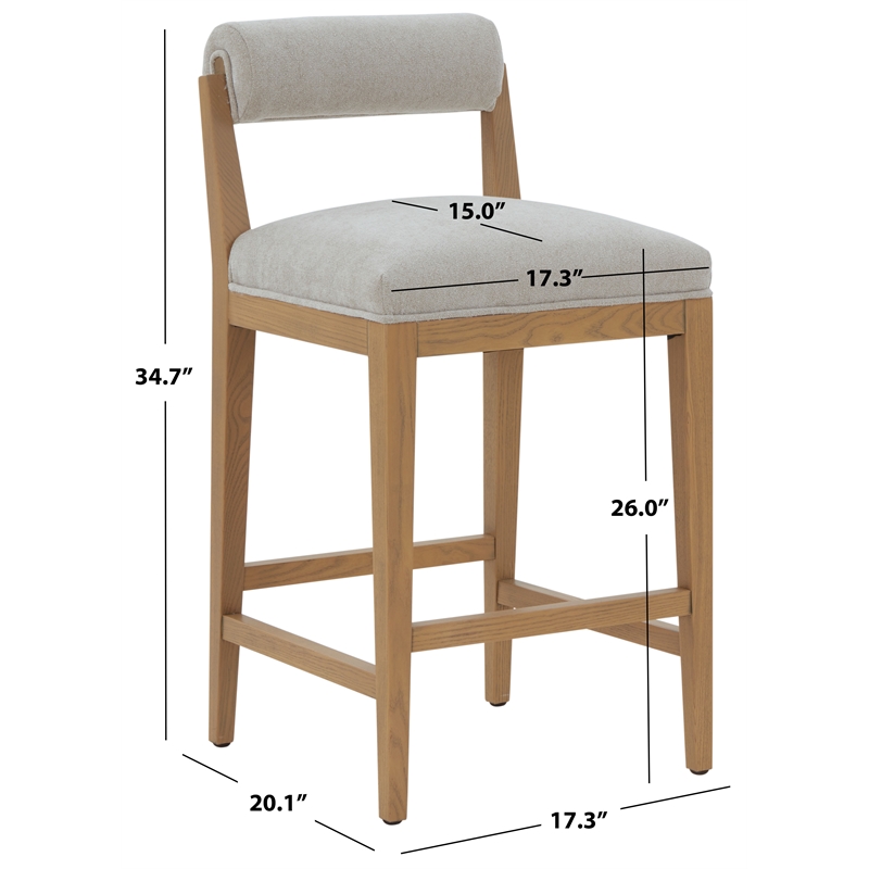 Safavieh Oaklie Wood  Counterstool in Taupe / Natural