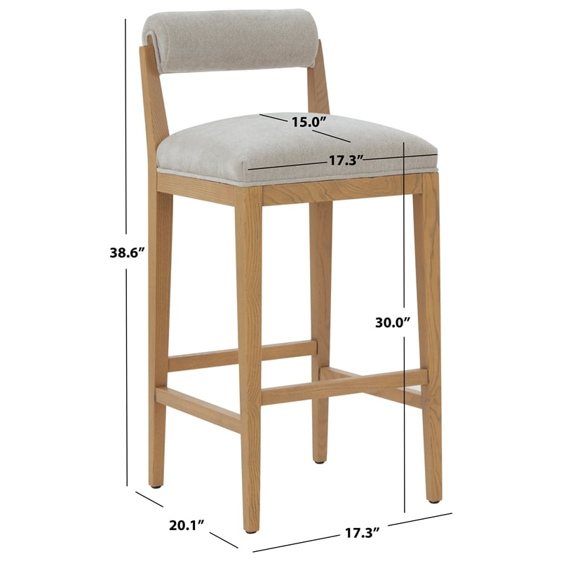 Safavieh Oaklie Wood Barstool in Taupe / Natural