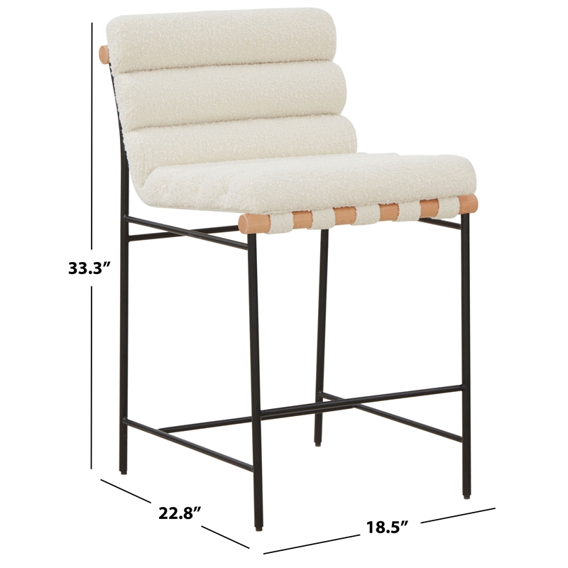 Safavieh Macibella Wood and Iron  Counterstool in Ivory / Black