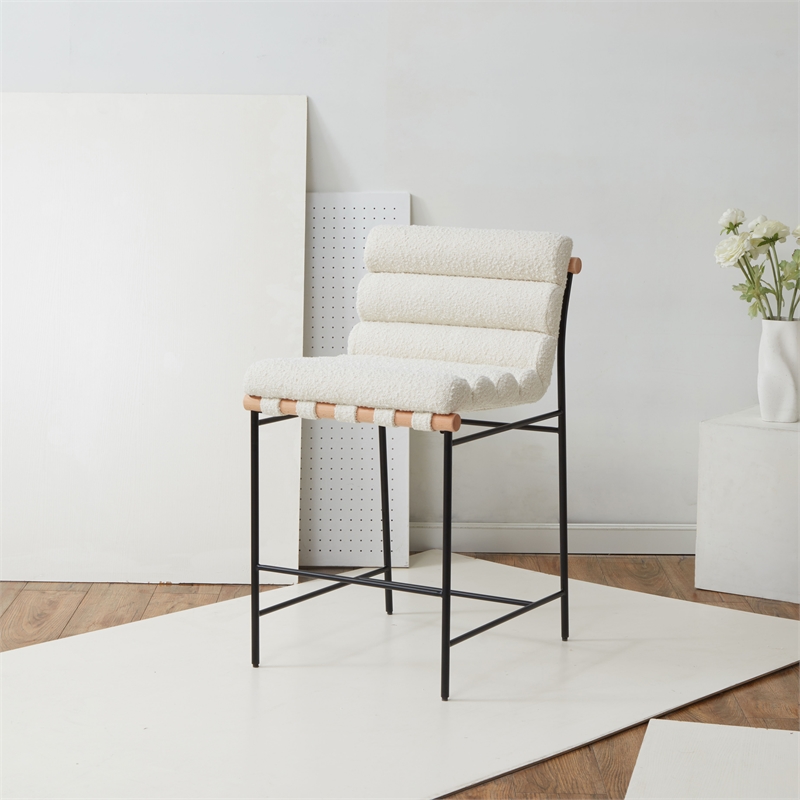 Safavieh Macibella Wood and Iron  Counterstool in Ivory / Black