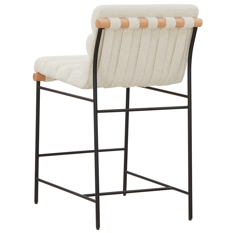 Safavieh Macibella Wood and Iron  Counterstool in Ivory / Black