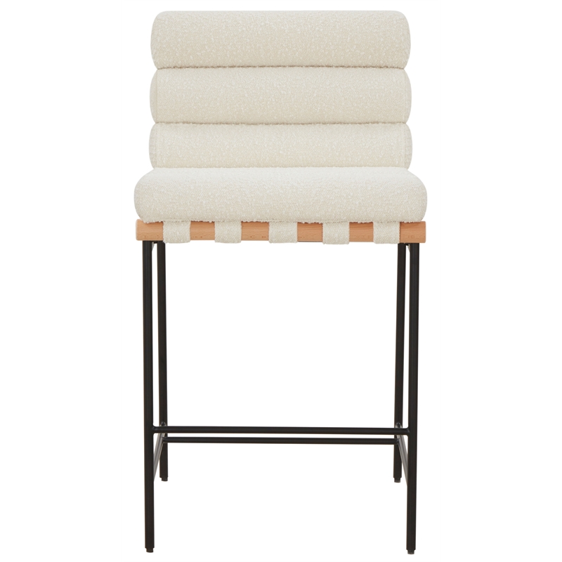 Safavieh Macibella Wood and Iron  Counterstool in Ivory / Black